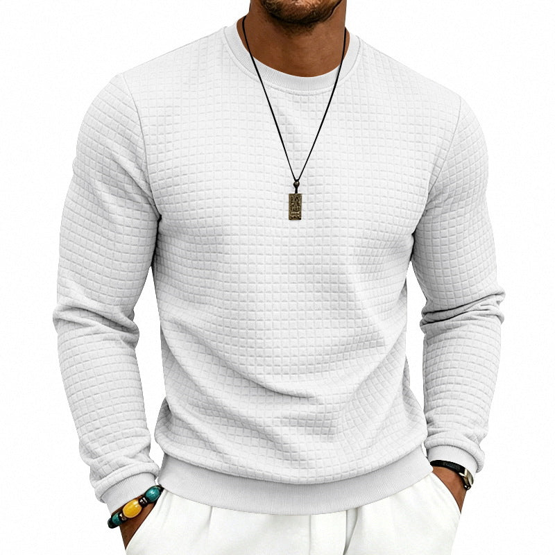 Men's Structured Round Neck Sweatshirt with Waffle Texture and Ribbed Cuffs Mune Fashion