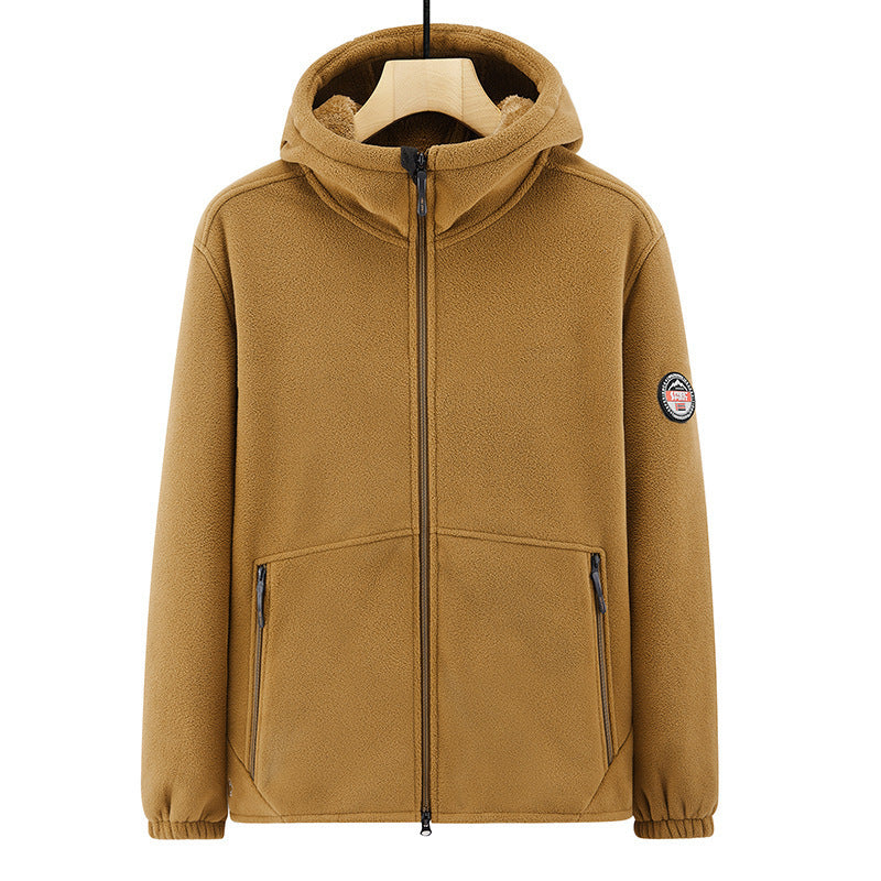 Men's fleece hoodie jacket with teddy lining, two-way zipper and concealed zip pockets Mune Fashion