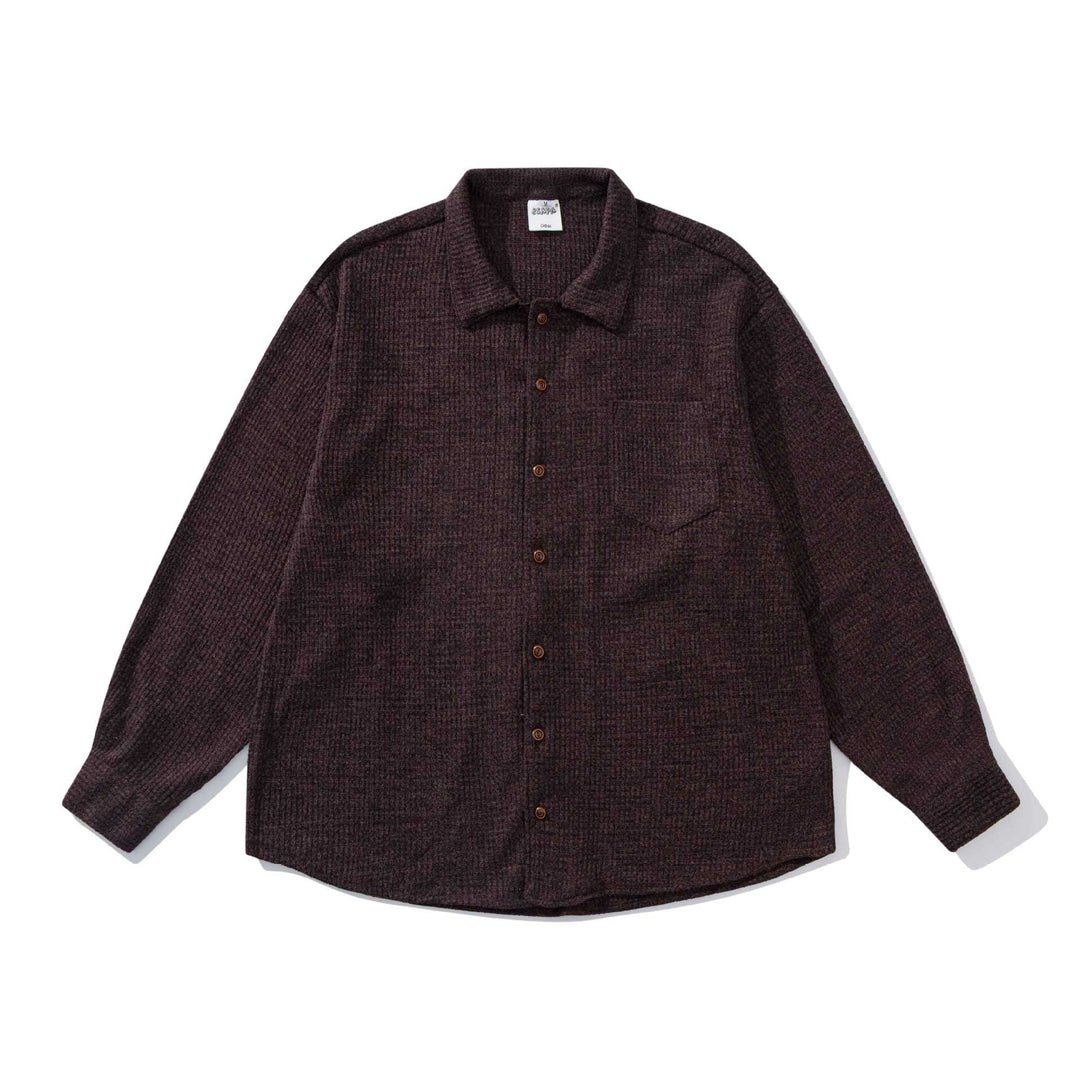 Unisex structured knit shirt jacket with Kent collar and applied chest pocket Mune Fashion