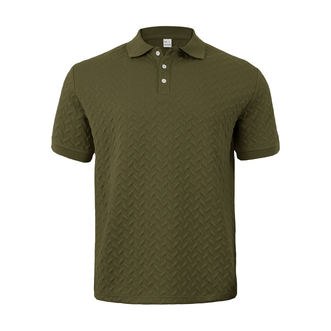 Men's finely woven polo shirt with chevron relief structure and short button placket Mune Fashion