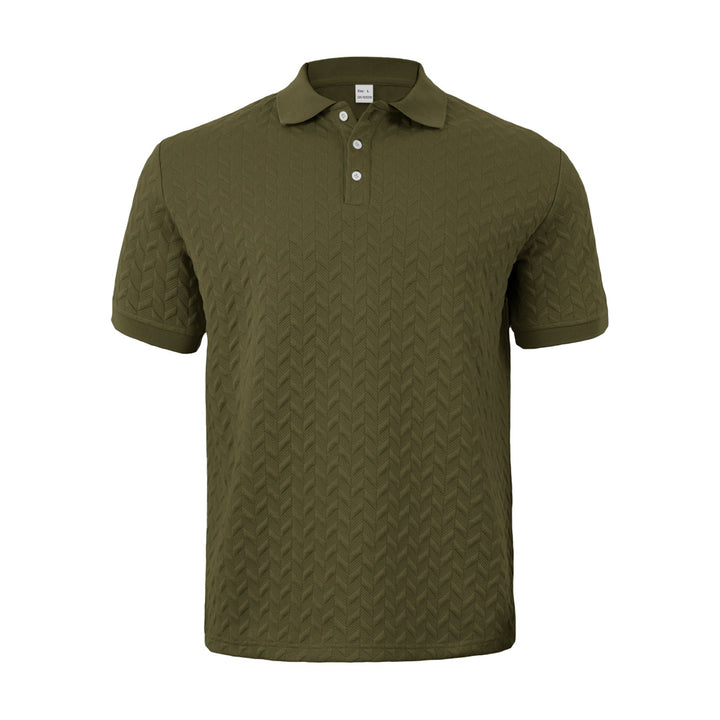 Men's finely woven polo shirt with chevron relief structure and short button placket Mune Fashion