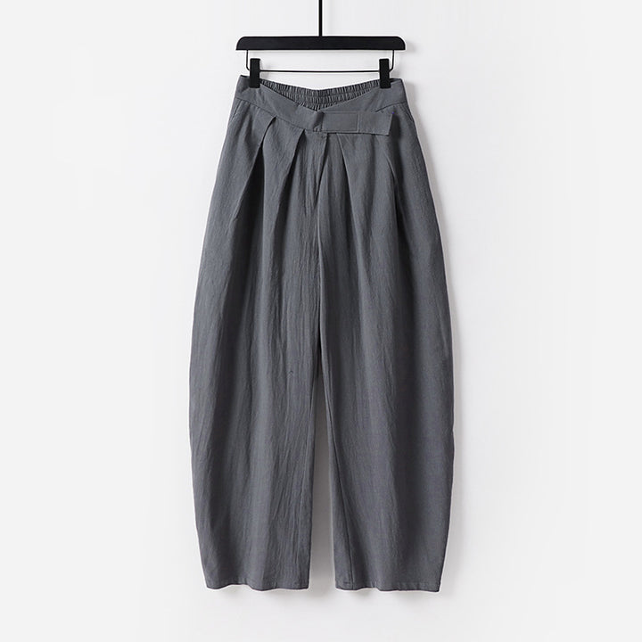 Women's High-Rise Culotte Pants with Pleats and Elastic Waistband Mune Fashion