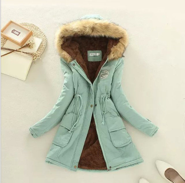 Women's high-warming winter parka with teddy lining, drawstring and faux fur trim Mune Fashion