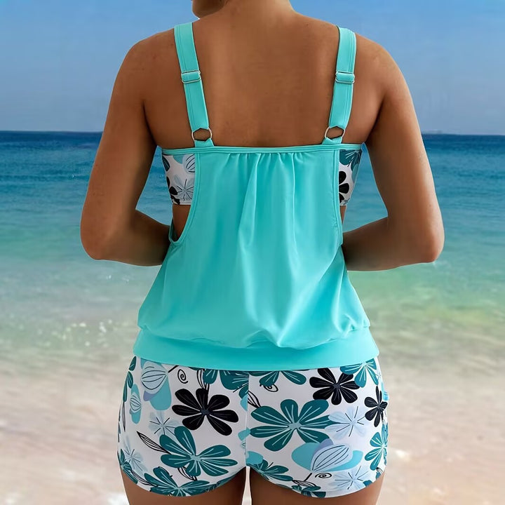 Women's sport tankini set with floral design and comfortable shorts Mune Fashion