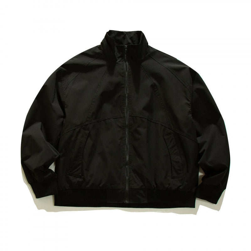 Men's Lightweight Boxy Training Jacket with Stand-Up Collar, Raglan Sleeves and Ribbed Hem Mune Fashion