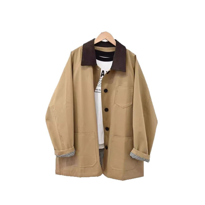 Women's Casual Oversized Jacket with Contrast Collar Mune Fashion