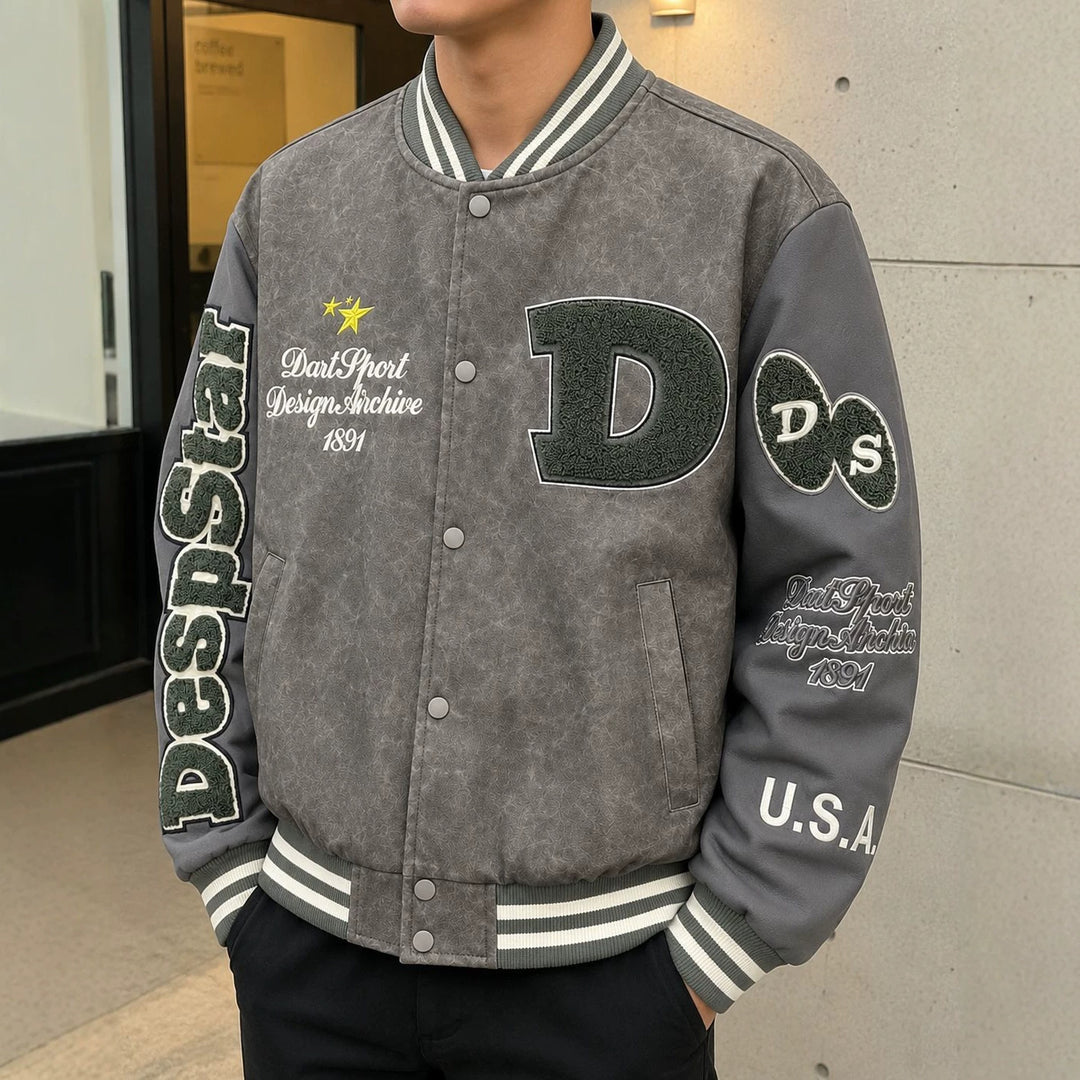 Men's Stylish Bomber Jacket with Embroidered Design Mune Fashion