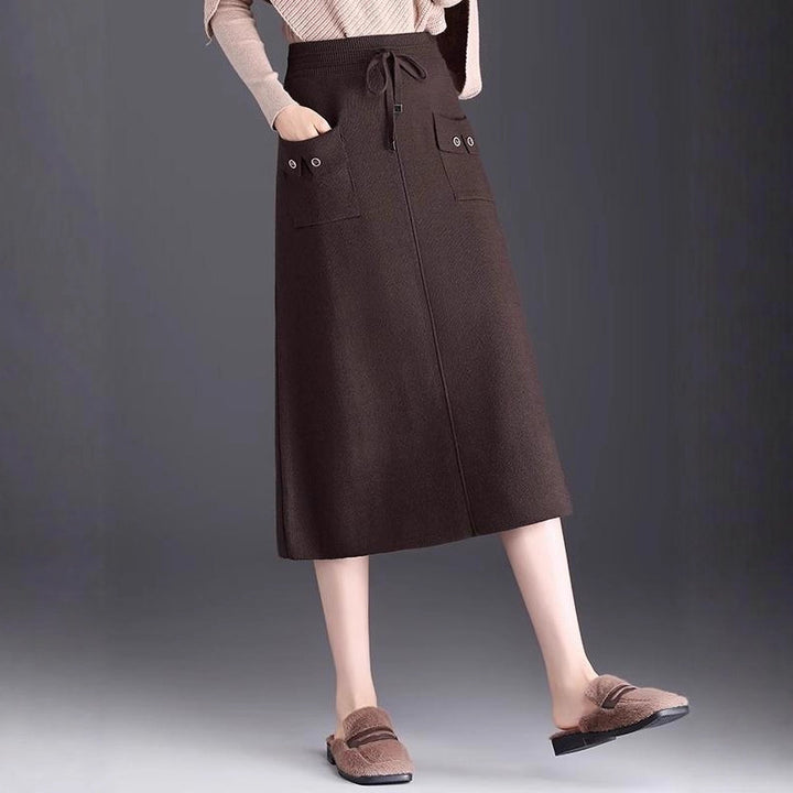 Ladies Stylish Maxi Skirt with Pockets and Tying Belt Mune Fashion