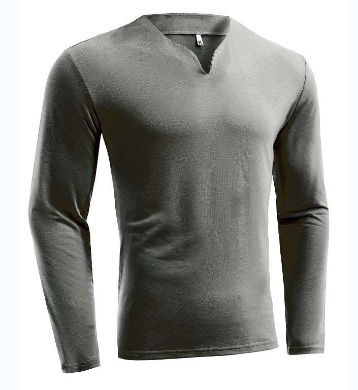 Men's long sleeve shirt with V-neck Slim Fit cotton blend and elastic comfort waistband Mune Fashion
