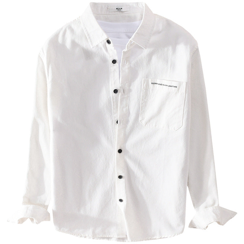 Men's lightweight cotton long-sleeve shirt in overshirt style with flap pocket and contrasting buttons Mune Fashion