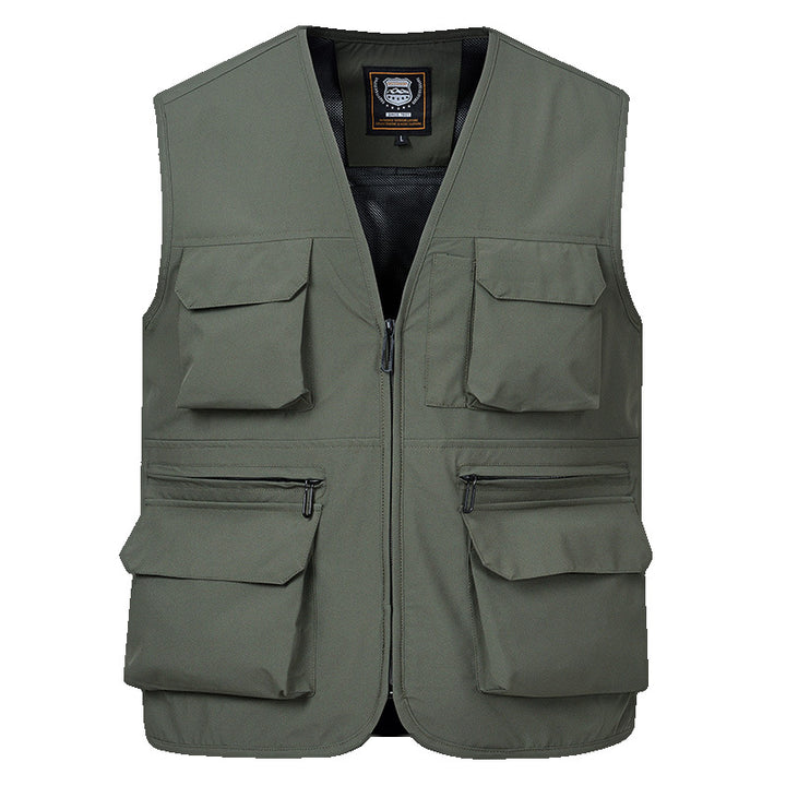 Men's multi-pocket utility vest with full-length zipper, breathable mesh lining, and large capacity flap and zipper pockets Mune Fashion