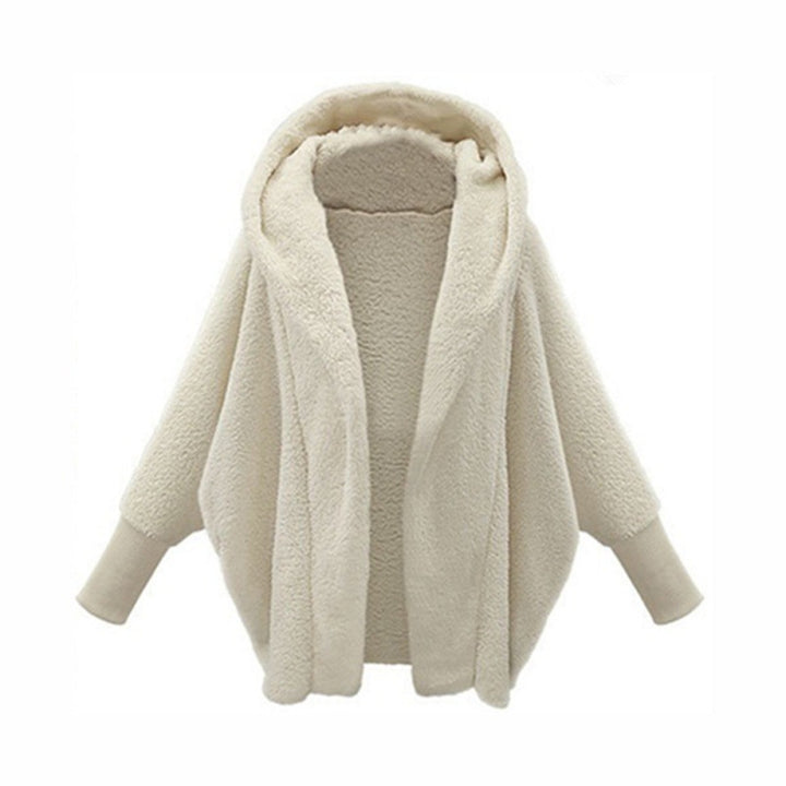 Women's Cozy Oversized Hoodie Cardigan made of Teddy Fleece with Bat Sleeves Mune Fashion
