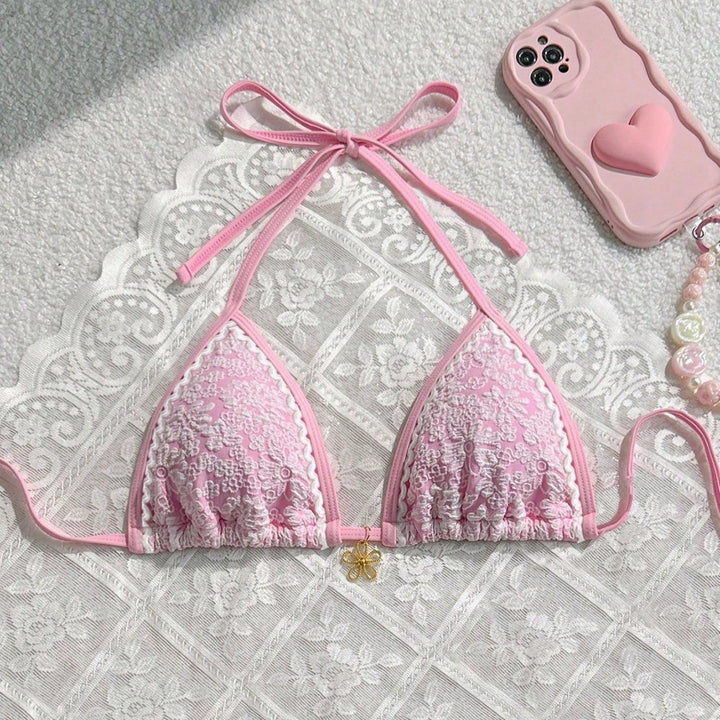 Women's Lace-Trimmed Triangle Bikini Mune Fashion