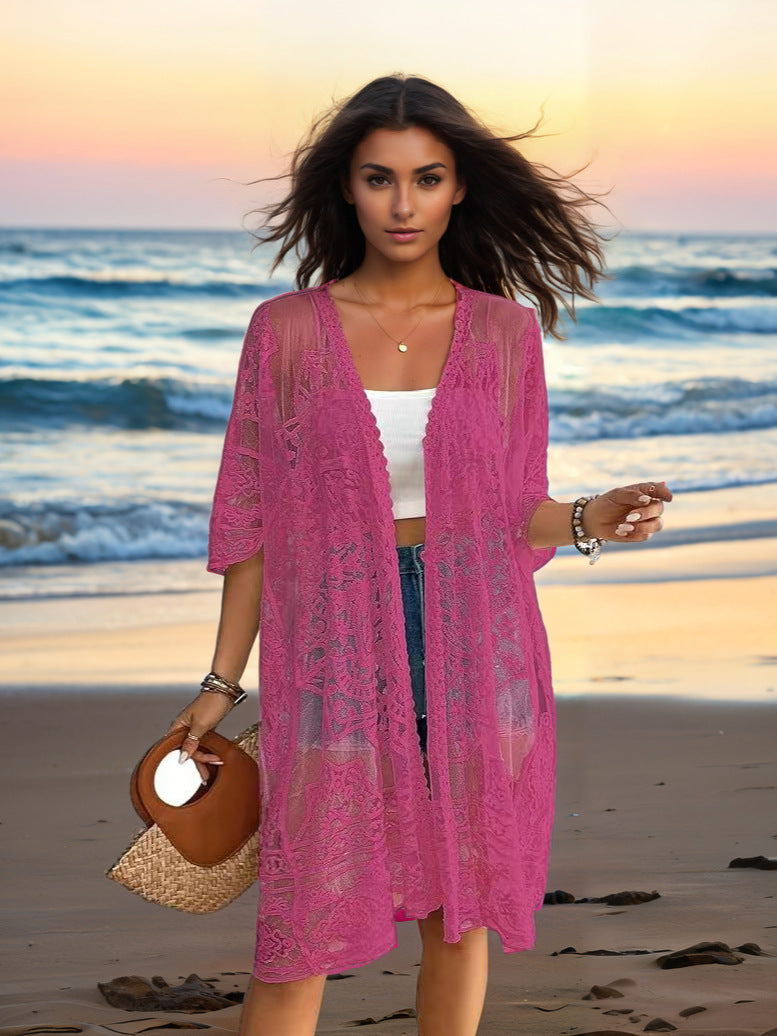 Women romantic crochet beach cover-up Mune Fashion