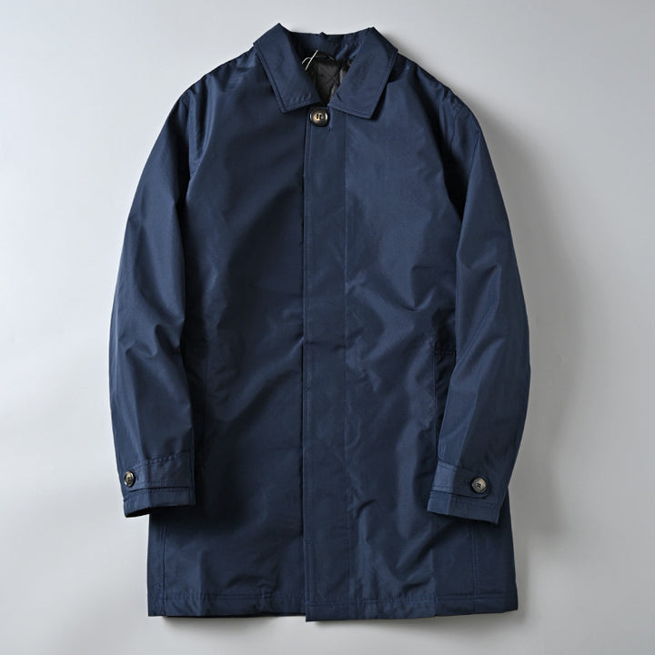 Men Water-repellent Lightweight Cotton Coat in Classic Mac Cut with Concealed Button Placket Mune Fashion