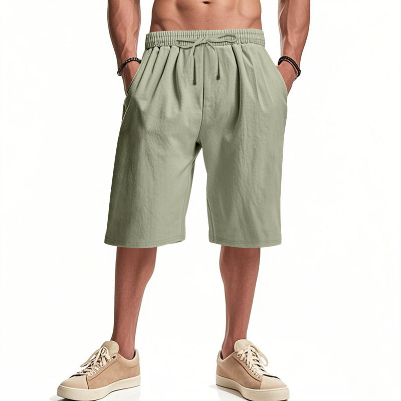 Men's casual bermuda shorts made of cotton blend with elastic waistband, drawstring, and side pockets Mune Fashion