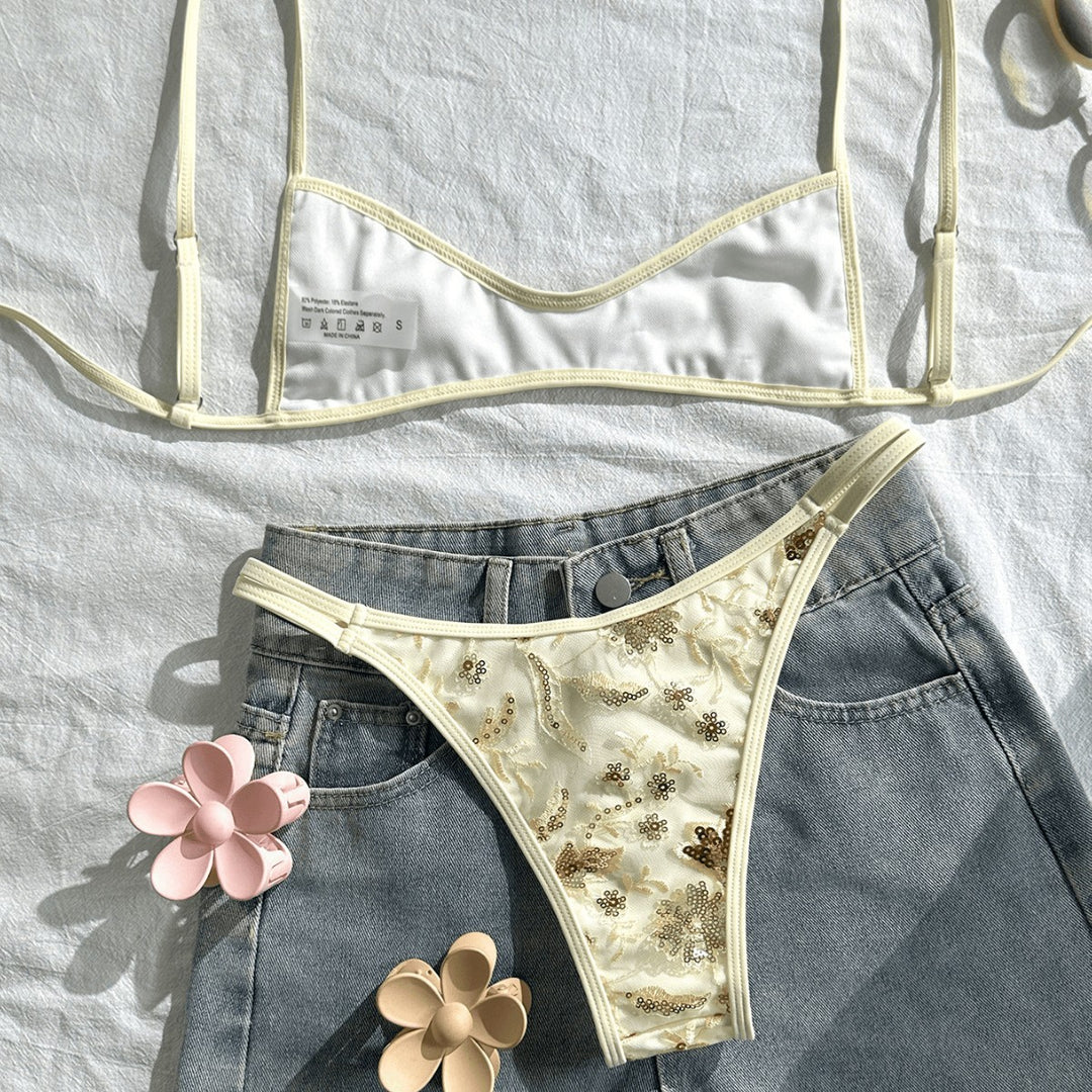 Ladies Glitter Bikini with Floral Design Mune Fashion