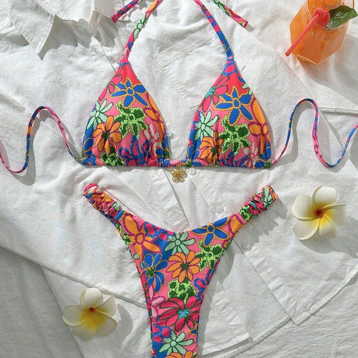 Women's triangle bikini with colorful floral pattern Mune Fashion
