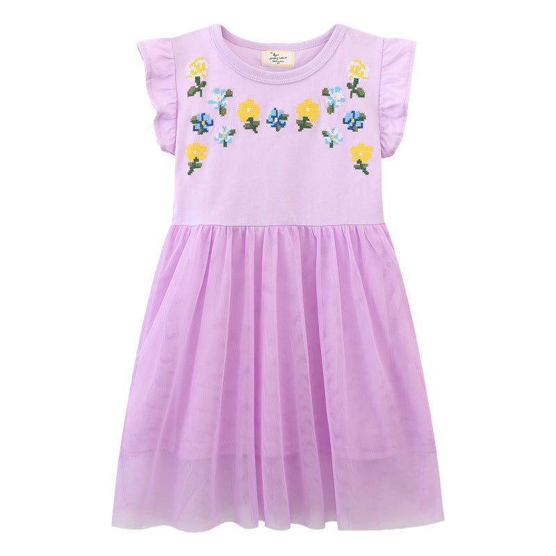 Girls dress with enchanting flower appliqués Mune Fashion