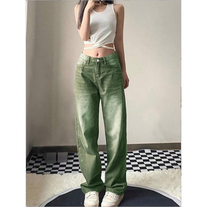 Women High-Waist Relaxed-Straight Denim Trousers with Wide Leg Mune Fashion