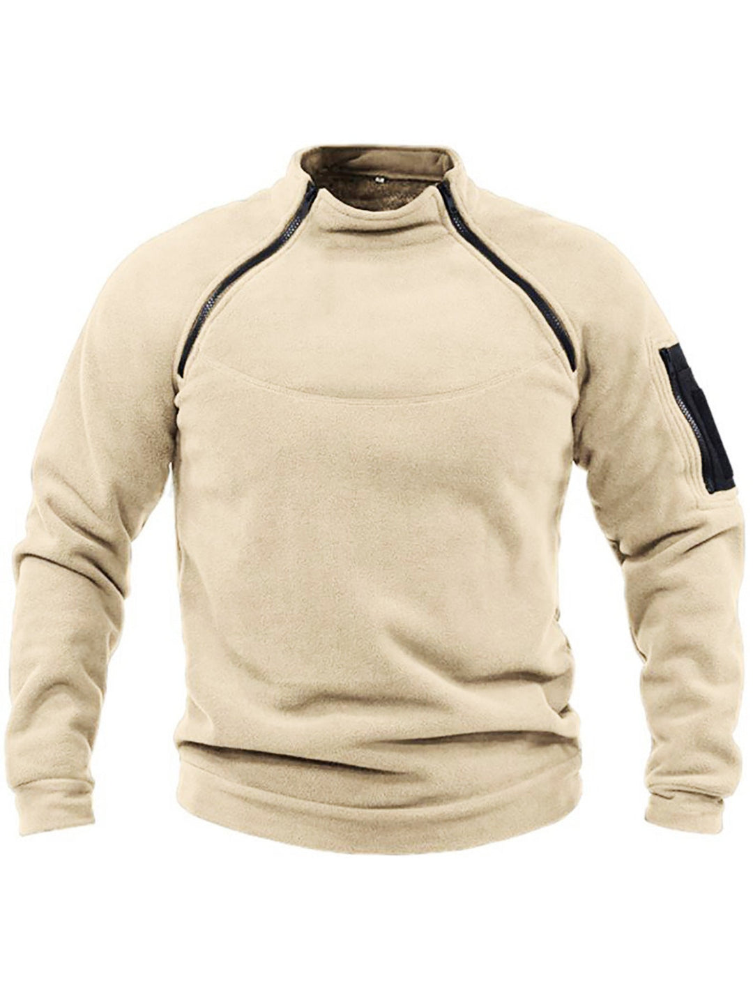 Men's Thermal Fleece Pullover with High Collar and Practical Pockets Mune