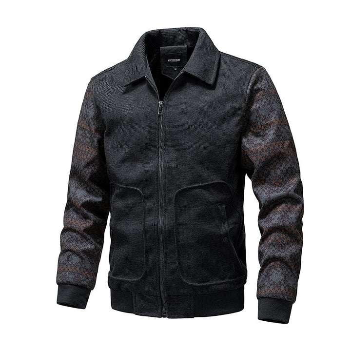 Men's knit bomber jacket with zipper, ribbed hem & Norwegian sleeves Mune Fashion