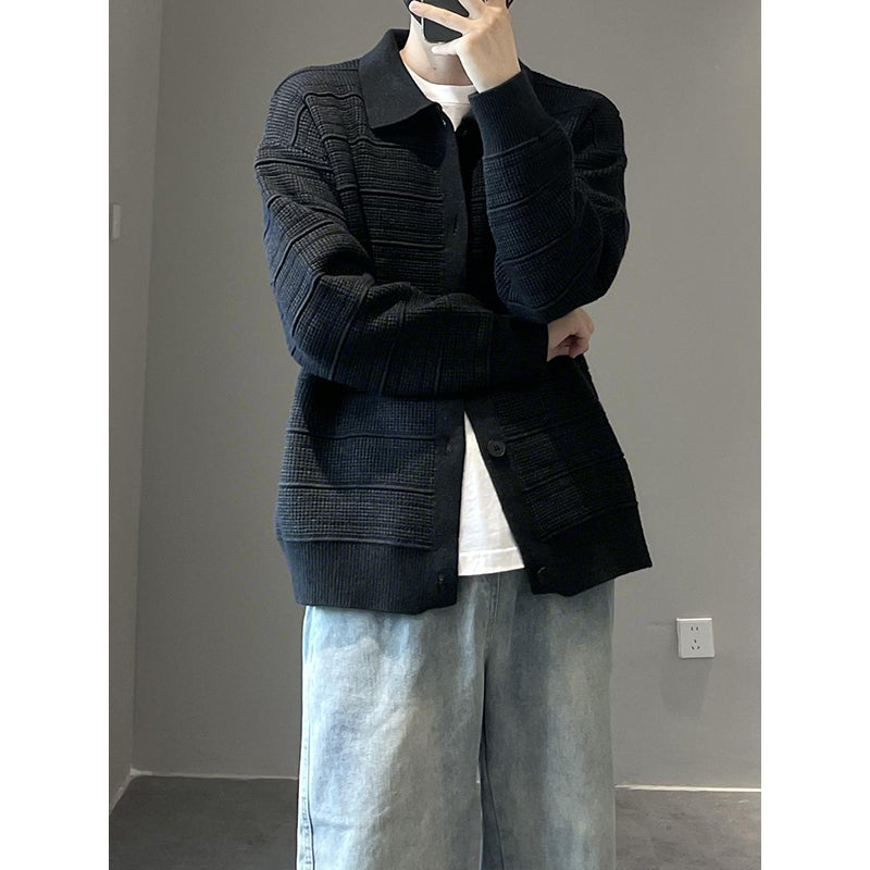 Men's Fashionable Cardigan with Structured Surface Mune Fashion