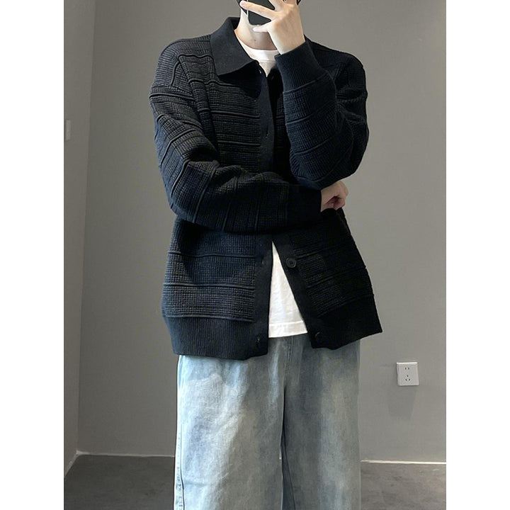Men's Fashionable Cardigan with Structured Surface Mune Fashion