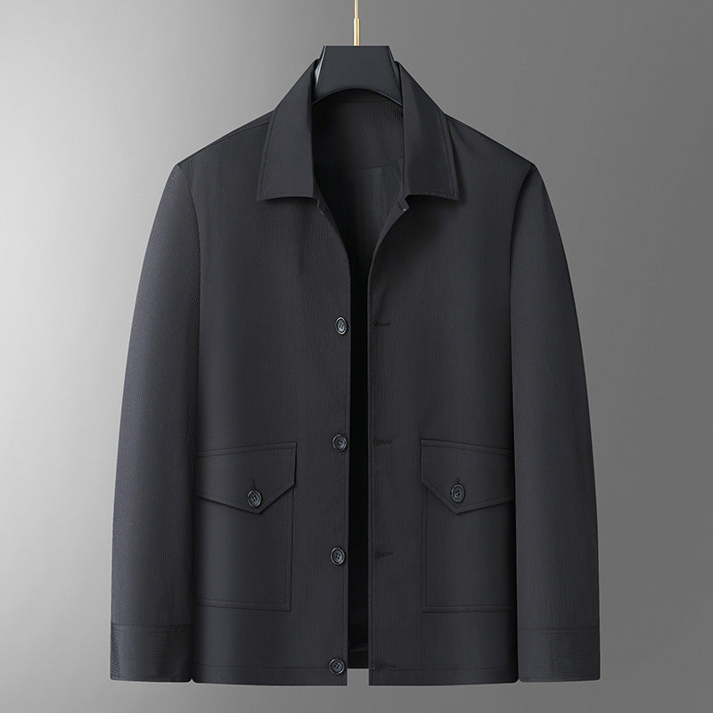 Men's transitional jacket in overshirt style with shirt collar and patch pockets Mune Fashion