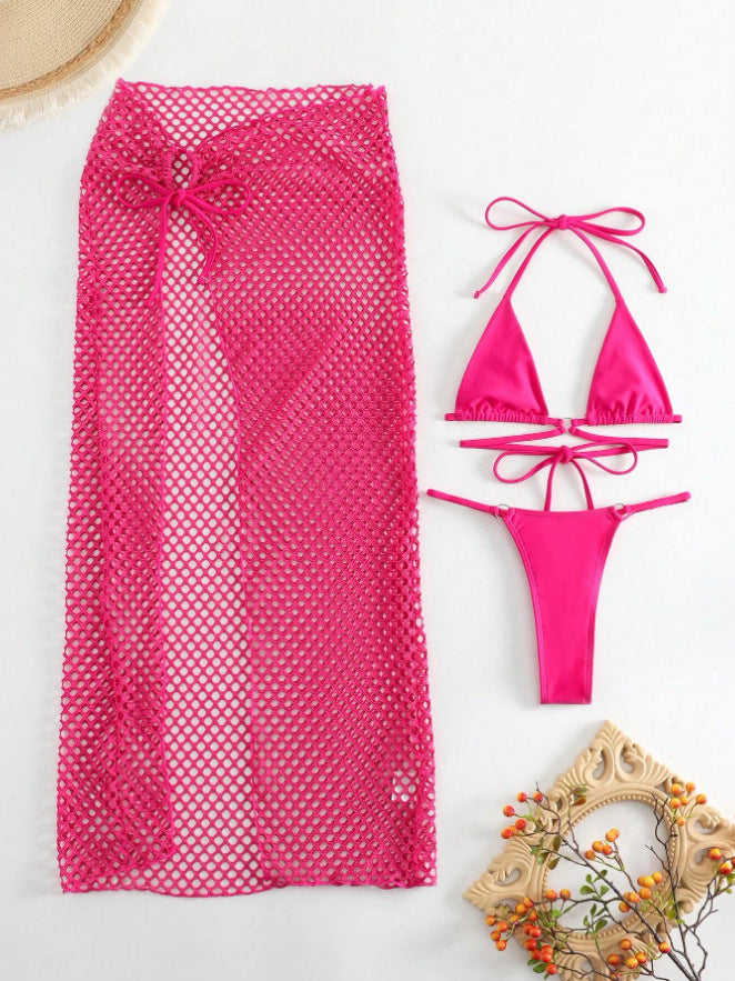 Ladies bikini set with transparent mesh skirt and triangle top Mune Fashion