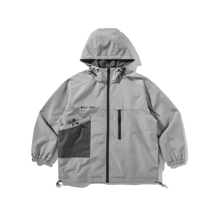 Unisex Technical Shell Jacket with Hood, Utility Pockets and Drawstring Mune Fashion