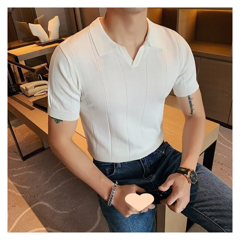 Men's Short Sleeve Polo Shirt with Textured Design Mune Fashion