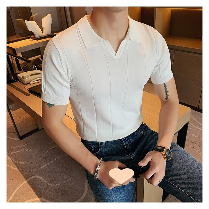 Men's Short Sleeve Polo Shirt with Textured Design Mune Fashion
