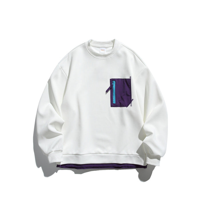 Unisex Oversize sweatshirt with contrasting zip chest pocket and double-layered hem Mune Fashion