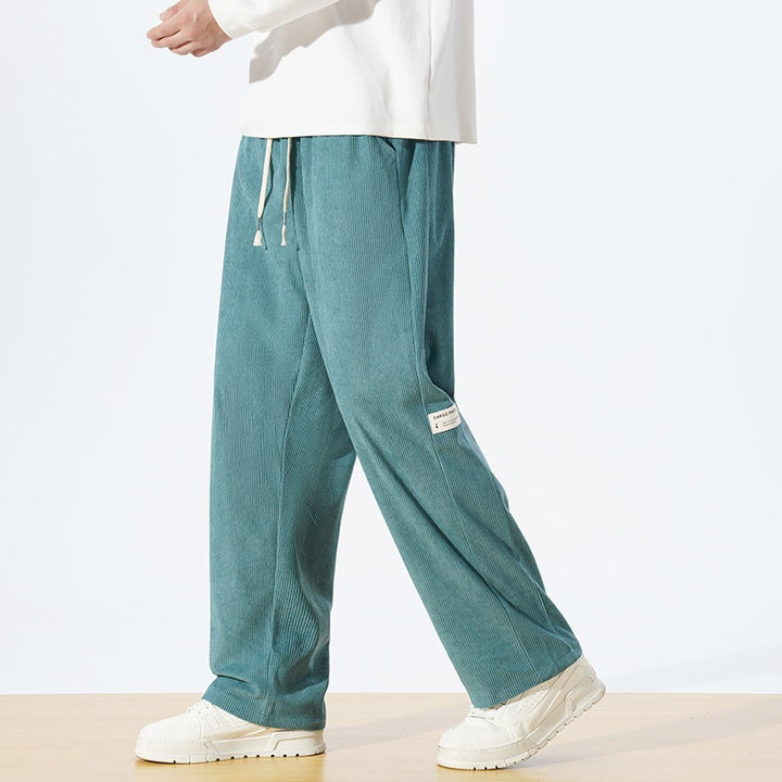Men's Casual Corduroy Pants with Elastic Waist and Side Pockets Mune Fashion