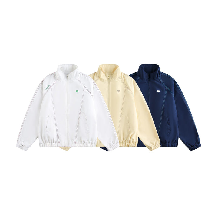 Unisex Sporty lightweight training jacket with standing collar, contrast stitching and elastic hem Mune Fashion