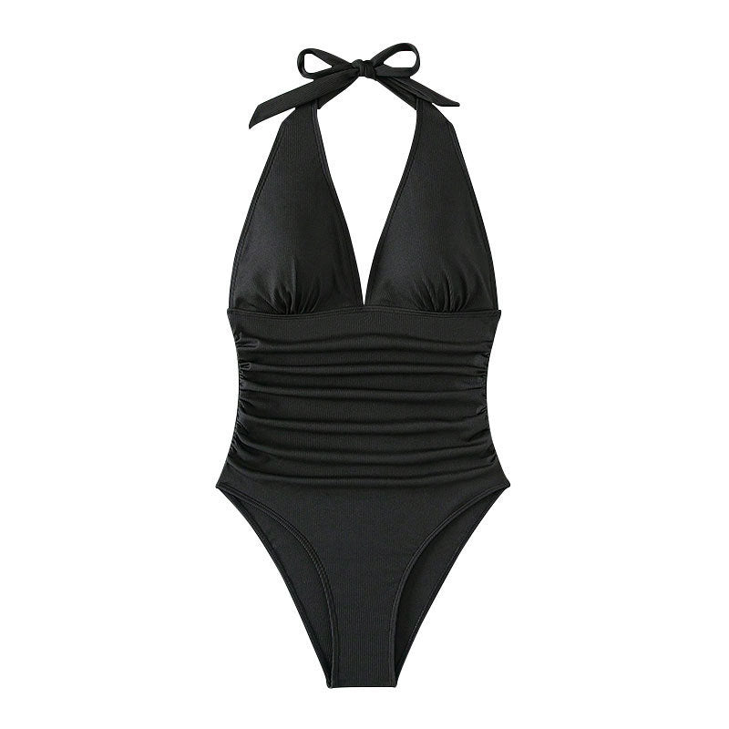 Women’s one-piece swimsuit with deep V-neckline and figure-flattering design Mune Fashion