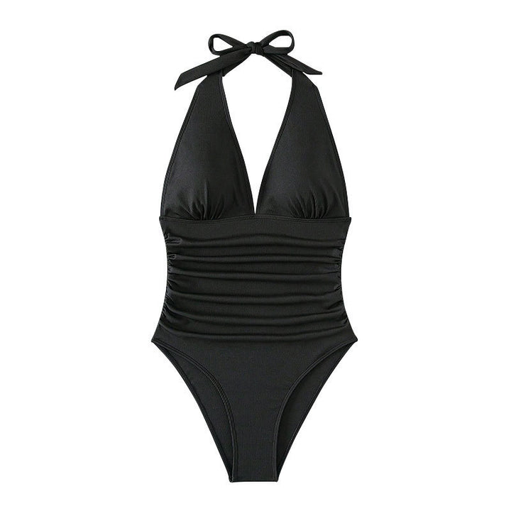 Women’s one-piece swimsuit with deep V-neckline and figure-flattering design Mune Fashion
