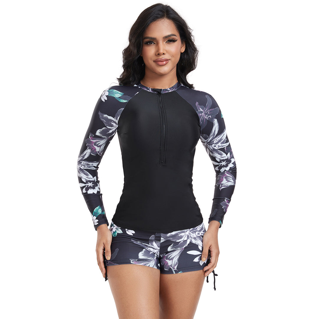 Women's Long Sleeve Rashguard with Fashionable Floral Design Mune Fashion