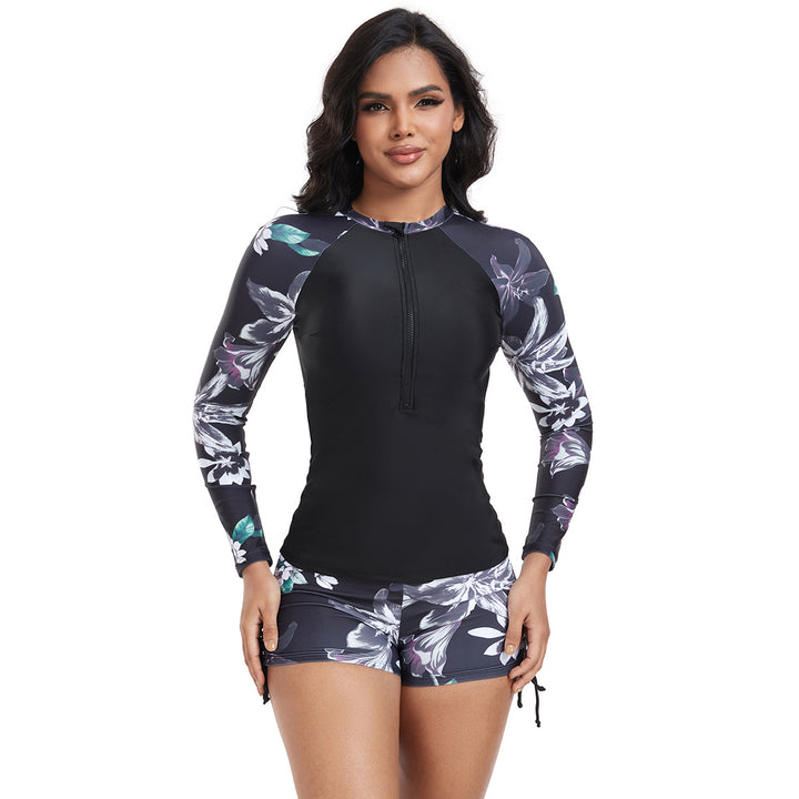 Women's Long Sleeve Rashguard with Fashionable Floral Design Mune Fashion