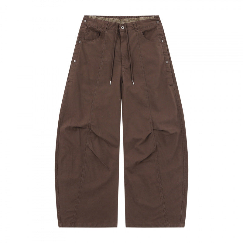 Unisex Wide Balloon Pants with Elastic Waistband, Drawstring, and Distinctive Seam Panels Mune Fashion