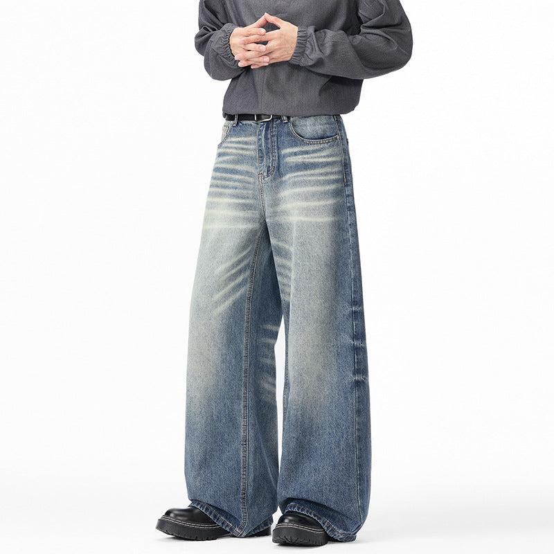 Women's Wide High-Waist Baggy Jeans with Used Fade and Extra Wide Leg Mune Fashion