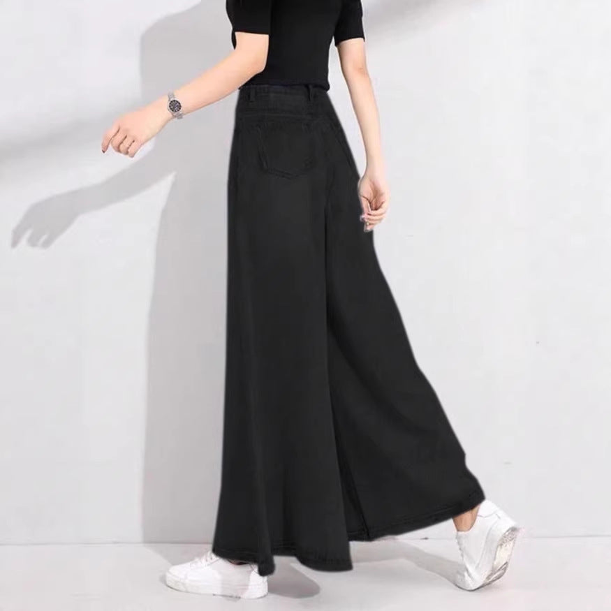 Women's High-Waisted Palazzo Jeans with Extra Wide Leg and Flowing Denim Mune Fashion