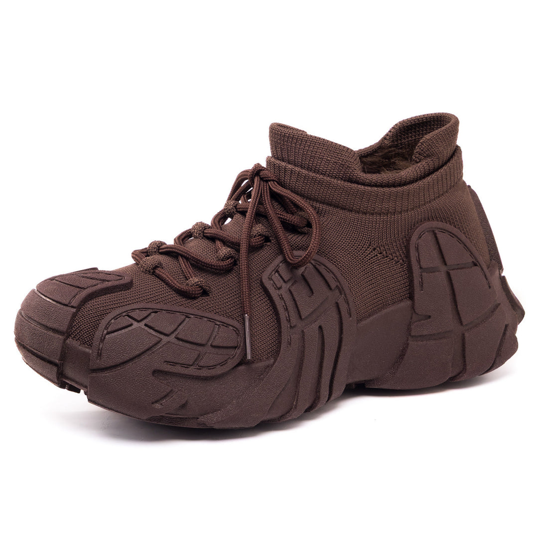 Women's knitted padded platform sneakers with sock-like shaft, sturdy rubber-like sole, and padded comfort insole Mune Fashion