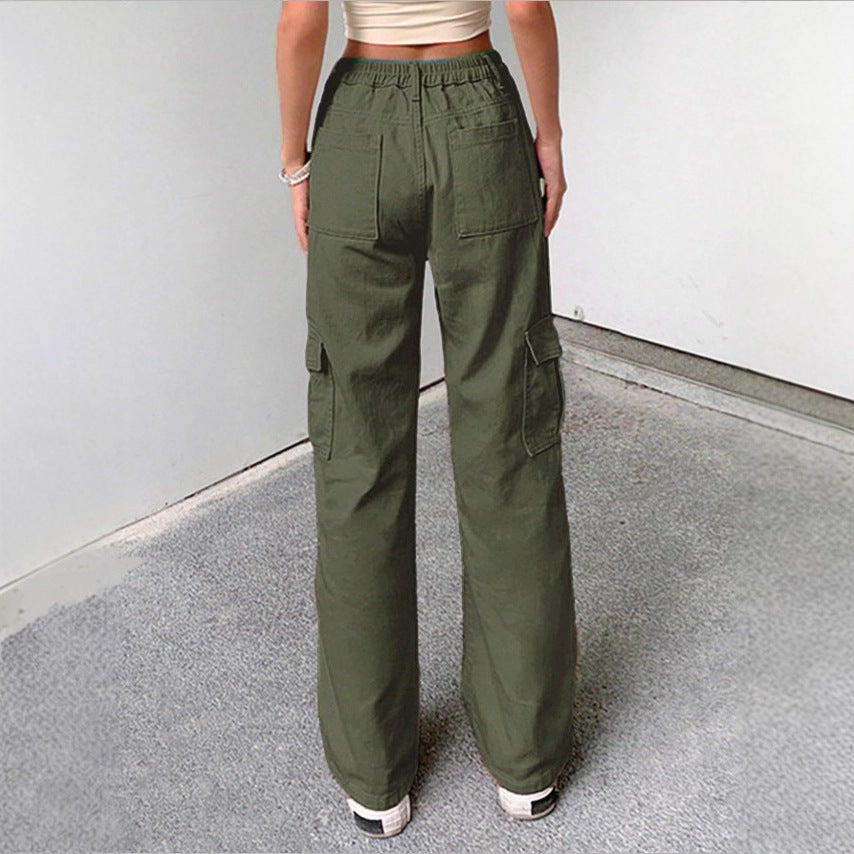 Women's wide cargo pants with high waist, patch flap pockets, and casual baggy fit Mune Fashion