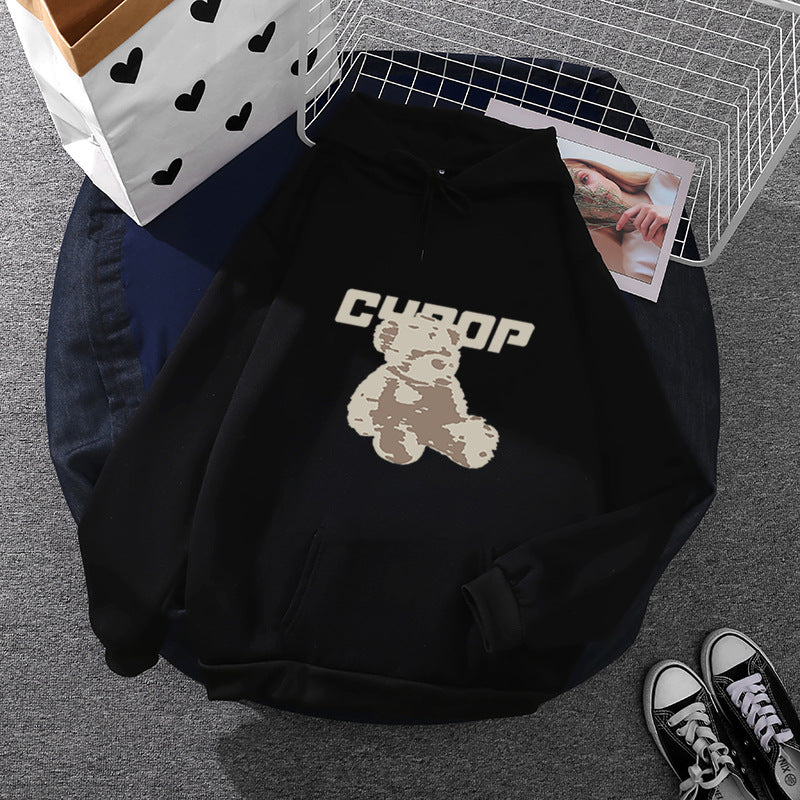 Womens Oversize hoodie with kangaroo pocket, vintage-inspired teddy print and soft French terry lining Mune Fashion