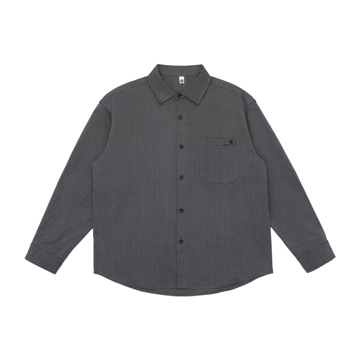 Unisex Oversize Shirt Jacket in a minimalist workwear style with rounded hem and chest flap pocket Mune Fashion