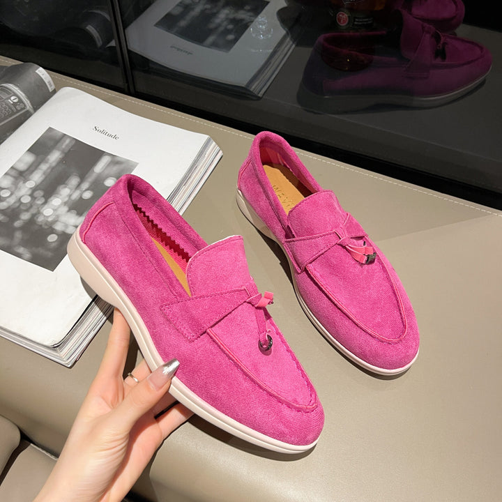 Ladies Elegant Suede Loafers with Tassels and Padded Comfort Insole Mune Fashion