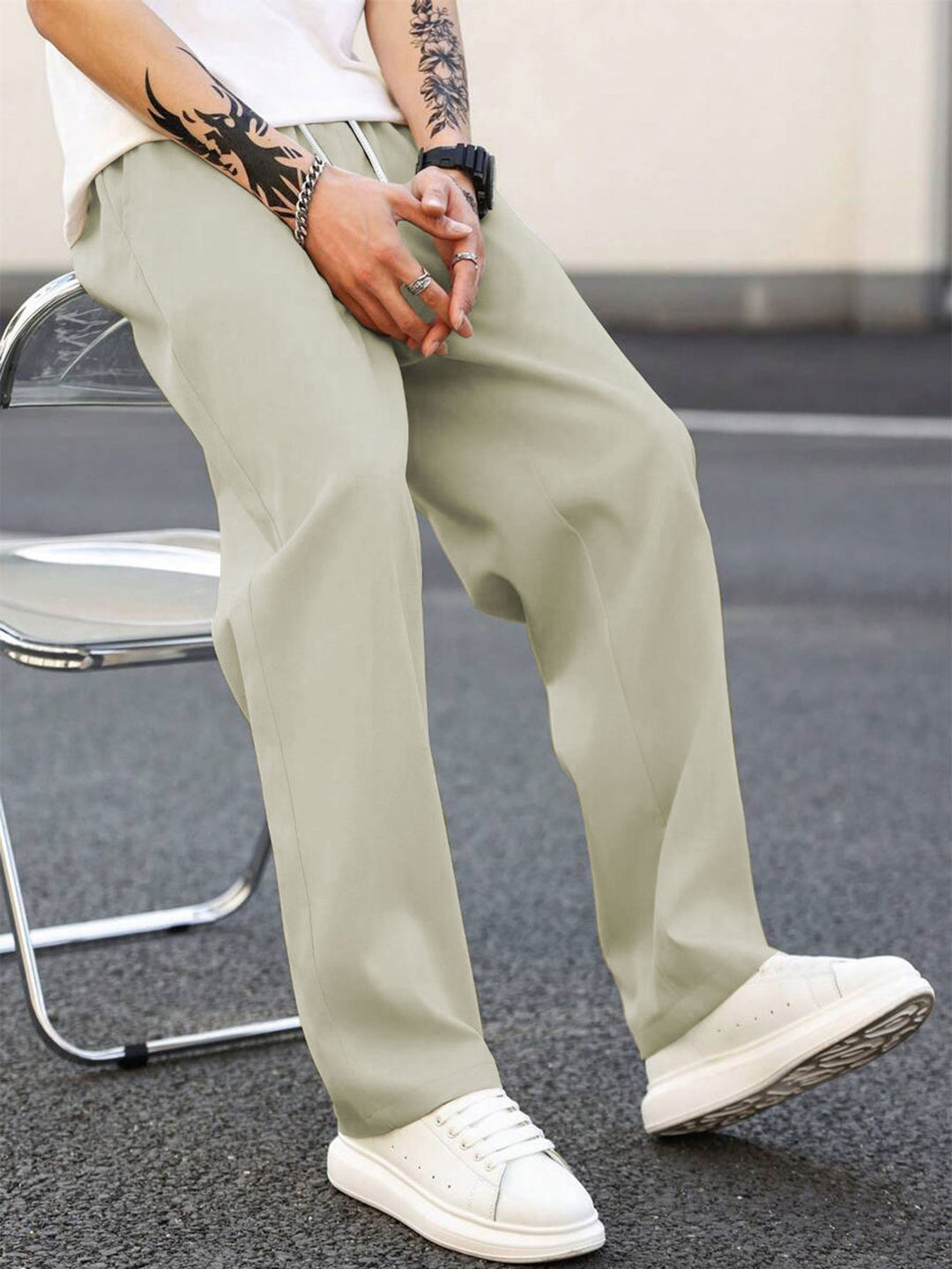 Men's fashionable leisure pants with loose fit and elastic waistband Mune Fashion