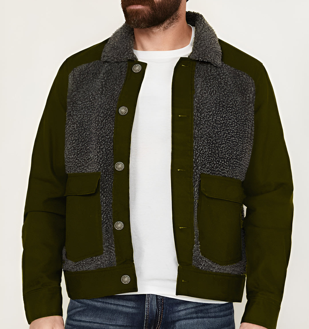 Men's overshirt jacket with teddy lining, patch pockets and button placket Mune Fashion